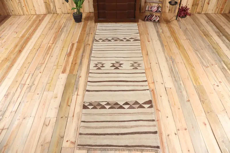 2.9x9.2 ft Vintage Türk Halısı, Yolluk Halısı, Kilim Kahverengi Yün Halı - 1