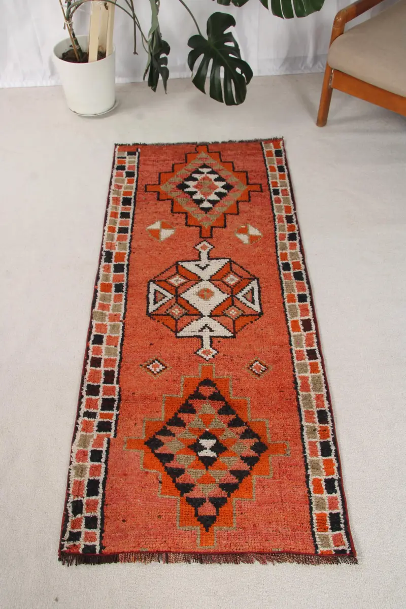 2,4x5,7 ft Vintage Teppich, Herki Teppich, rot umrandete Teppichwolle - 1