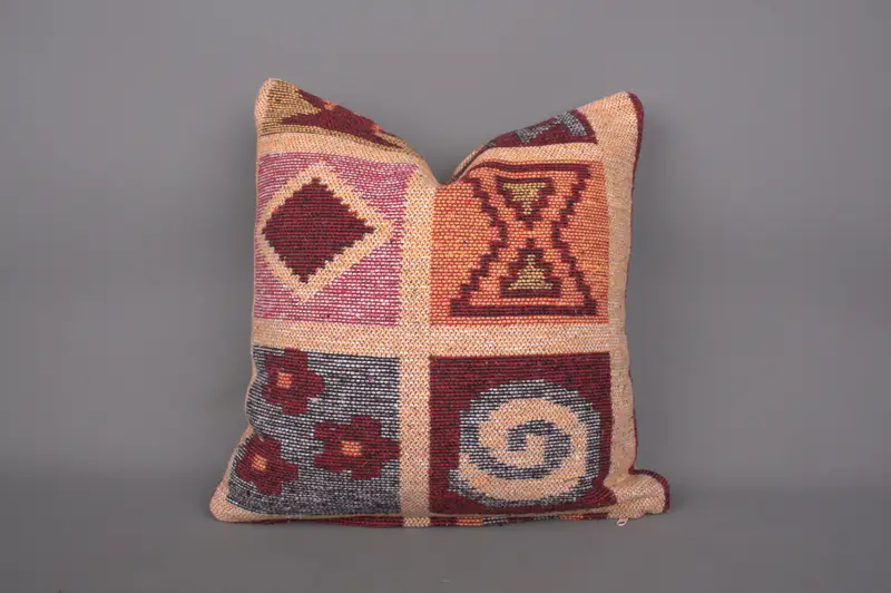 Turkish Bench Cushion, Cushion Cover, Home Decor Pillow, Ethnic Pillow Cover Cushion, Vintage Pillow, 18x18 Orange Cushion, Pillow for Couch - 1