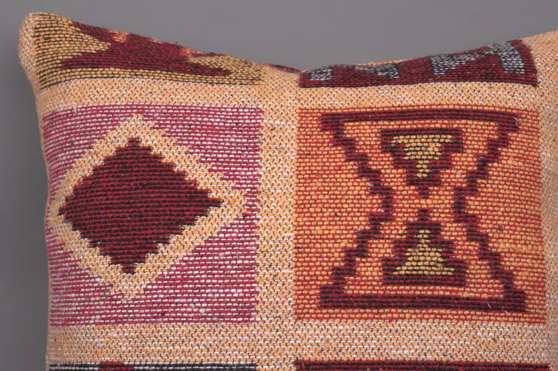 Turkish Bench Cushion, Cushion Cover, Home Decor Pillow, Ethnic Pillow Cover Cushion, Vintage Pillow, 18x18 Orange Cushion, Pillow for Couch - 4
