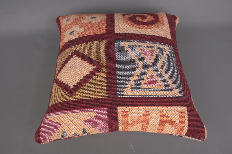 Turkish Bench Cushion, Cushion Cover, Home Decor Pillow, Ethnic Pillow Cover Cushion, Vintage Pillow, 18x18 Orange Cushion, Pillow for Couch - 6