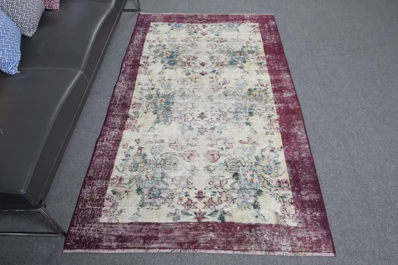 Türk 3.6x6.4 ft Halı, Accent Vintage Halı, Kırmızı Fas Yün Halısı - 1