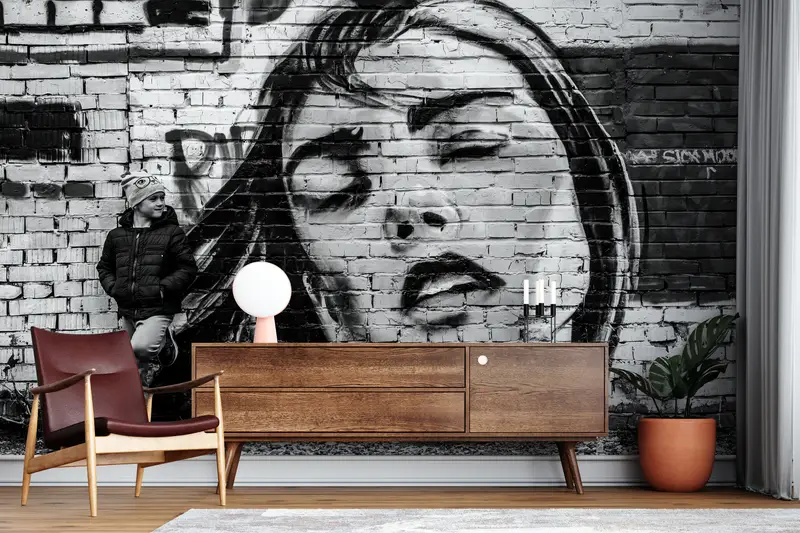 Wall Paper Peel and Stick,Abstract Woman Wall Painting,Custom Wall Paper,Modern Wall Paper,Girl Graffiti Wall Poster, - 6