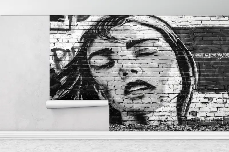 Wall Paper Peel and Stick,Abstract Woman Wall Painting,Custom Wall Paper,Modern Wall Paper,Girl Graffiti Wall Poster, - 1