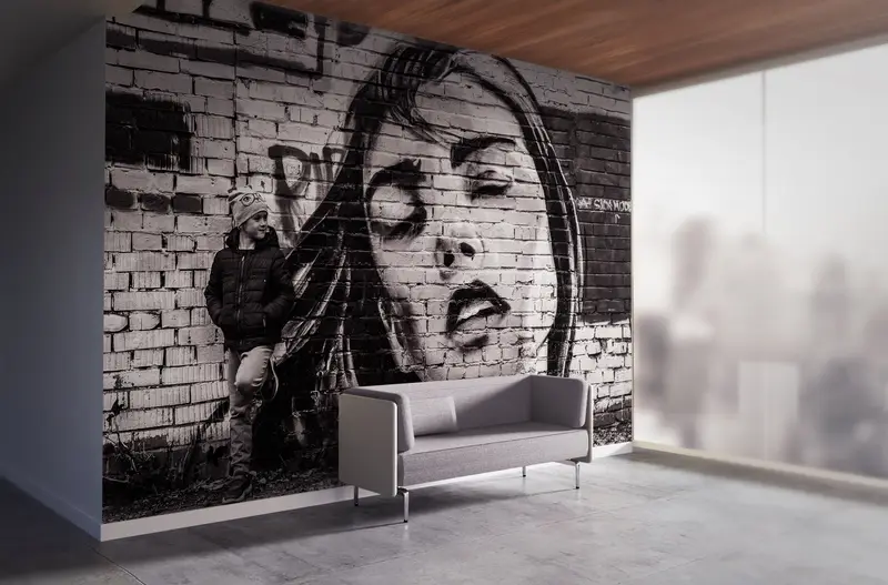 Wall Paper Peel and Stick,Abstract Woman Wall Painting,Custom Wall Paper,Modern Wall Paper,Girl Graffiti Wall Poster, - 4