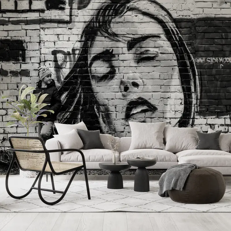 Wall Paper Peel and Stick,Abstract Woman Wall Painting,Custom Wall Paper,Modern Wall Paper,Girl Graffiti Wall Poster, - 3