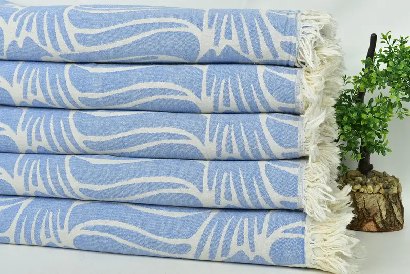 Turkish Bedspread, Woven Throw Blanket, Housewarming Gift, 70x60 Cotton Fish Design Towel, Personalized Gift For Her, Boho Throw Blankets - 5
