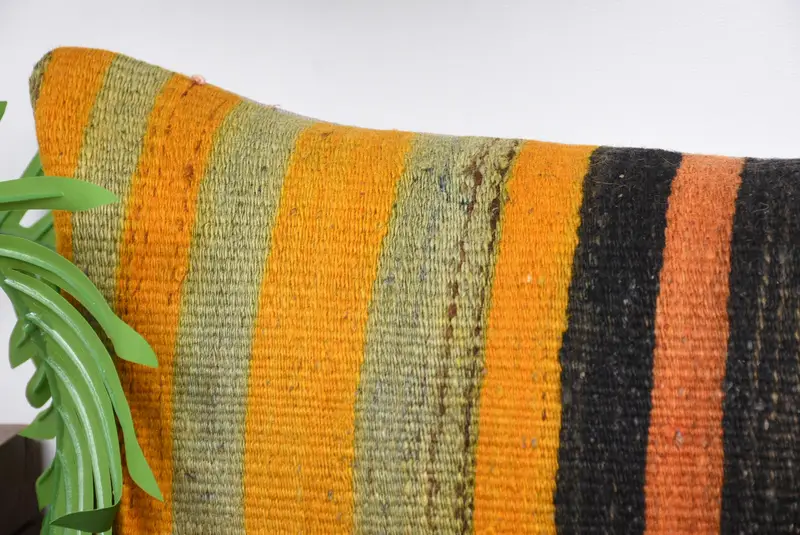 12x36 Orange Cushion, Car Cushion Case, Outdoor Bolster Pillow Case, Kilim Cushion Sham, Pillow Cover, Kilim Pillow Cover, Pillow for Sofa - 2