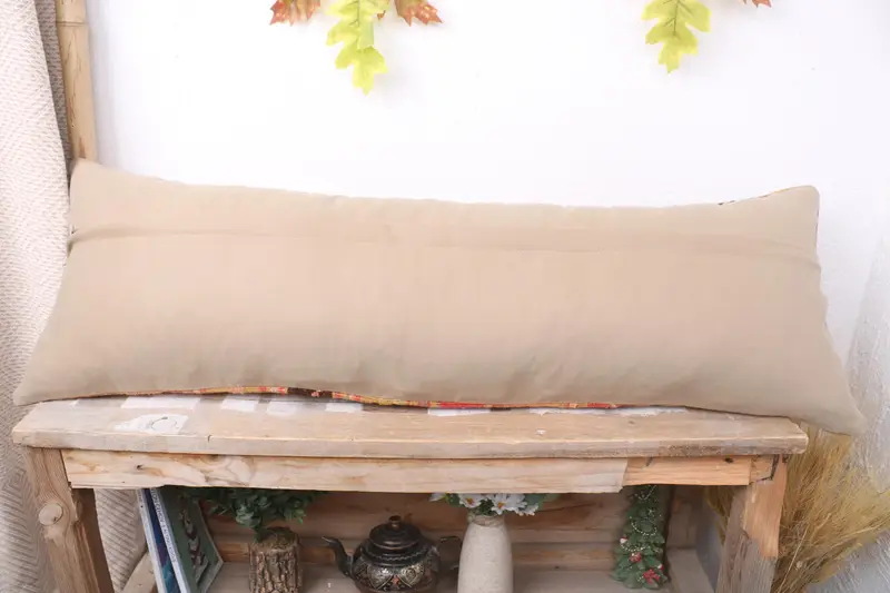 Gift Pillow, Ethnical Kilim Rug Pillow, Home Decor Pillow, 12x36 Beige Cushion, Natural Pillow Cover, Pillow Case, Handmade Rug Seat Cushion Case - 7