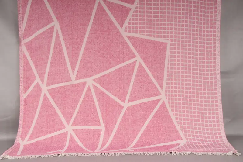 Personalized Beach Towel Fuchsia Asymmetric Design, 40x69 Inches