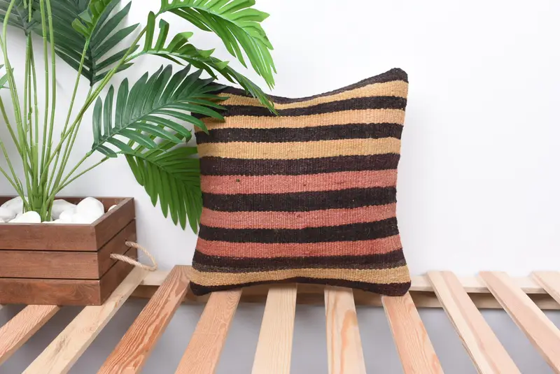 Boho Chic Pillow Cover, Pillow for Couch, 14x14 Beige Pillow Sham, Vintage Pillow, Pillow Cover, Boho Pillow Sham Cover, Boho Throw Cushion Cover - 1