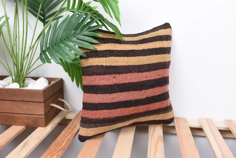 Boho Chic Pillow Cover, Pillow for Couch, 14x14 Beige Pillow Sham, Vintage Pillow, Pillow Cover, Boho Pillow Sham Cover, Boho Throw Cushion Cover - 4