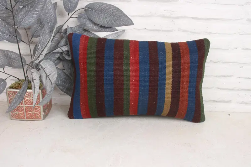 Home Decor Pillow, Armchair Pillow Sham, Gift Pillow, Turkish Pillow, 12x20 Blue Cushion Case, Pillow Case, Vintage Throw Cushion Case - 1