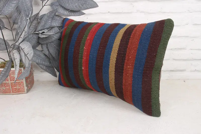 Home Decor Pillow, Armchair Pillow Sham, Gift Pillow, Turkish Pillow, 12x20 Blue Cushion Case, Pillow Case, Vintage Throw Cushion Case - 4