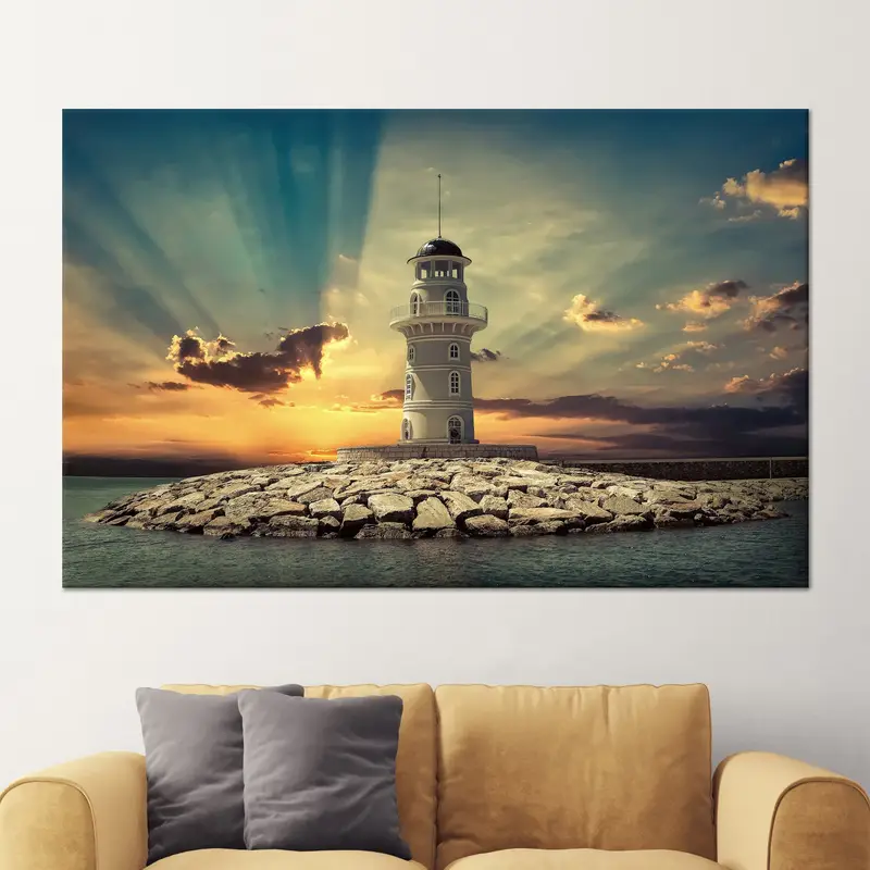 Elegant Coastal Sunset Sea Scenery Printed Canvas Art