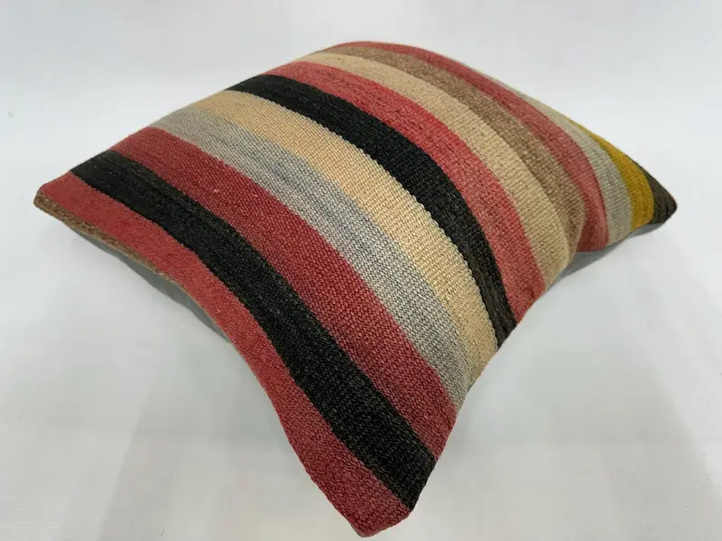 18x18 Red Cushion Cover, Pillow Case, Home Decor Pillow, Pillow for Sofa, Kilim Pillow, Ethnic Pillow Sham, Wool Kilim Pillow Pillow Sham - 6