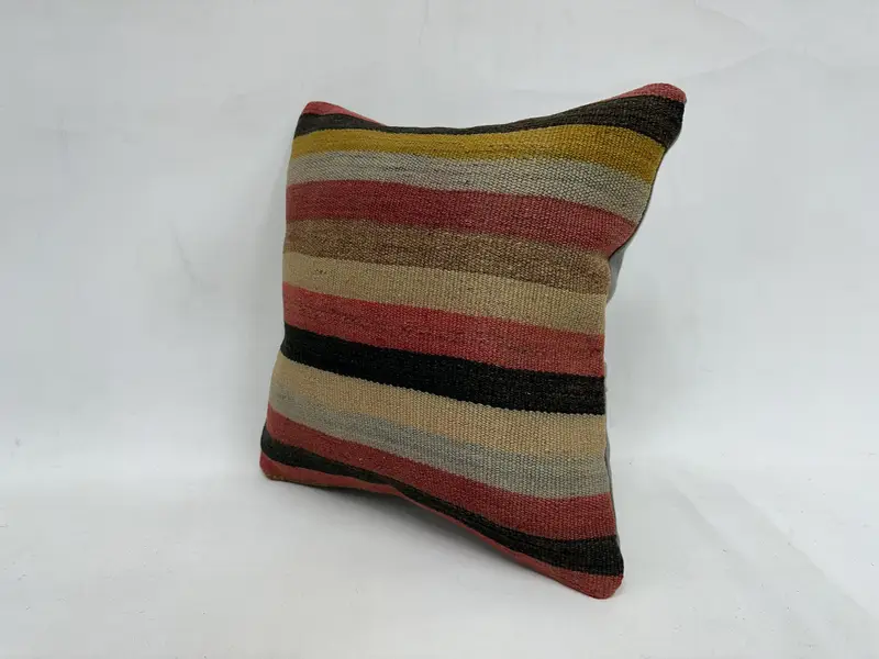 18x18 Red Cushion Cover, Pillow Case, Home Decor Pillow, Pillow for Sofa, Kilim Pillow, Ethnic Pillow Sham, Wool Kilim Pillow Pillow Sham - 4