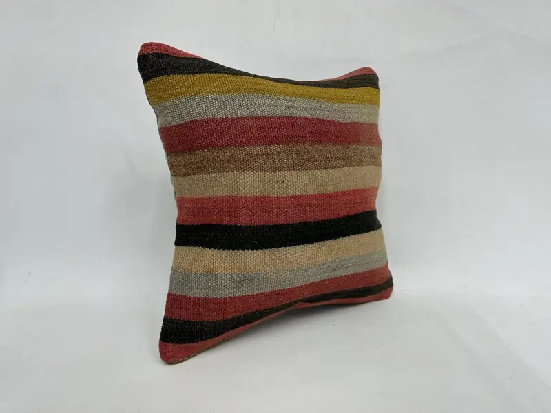 18x18 Red Cushion Cover, Pillow Case, Home Decor Pillow, Pillow for Sofa, Kilim Pillow, Ethnic Pillow Sham, Wool Kilim Pillow Pillow Sham - 3