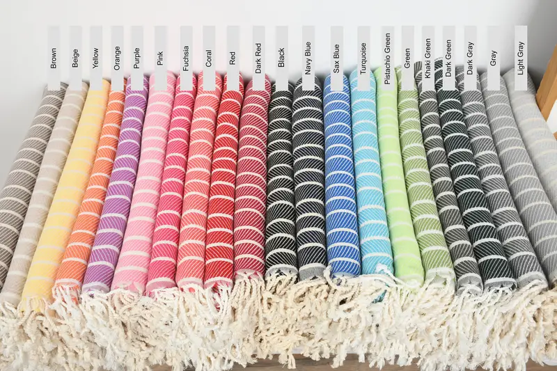 Herringbone Towel Beach Beige Organic Cotton Bachelorette, 40x71 Inches