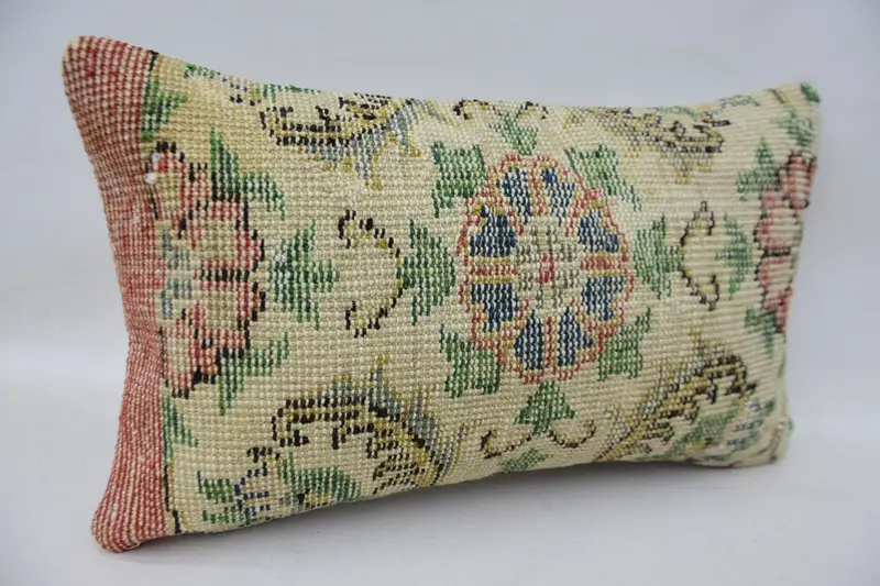 Shabby Chic Cushion Case, Vintage Pillow, Floor Pillow Case, Boho Pillow, Vintage Kilim Pillow, 12x20 Beige Pillow Cover, Pillow Sham - 2