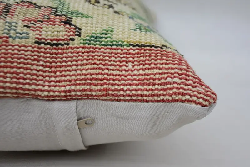 Shabby Chic Cushion Case, Vintage Pillow, Floor Pillow Case, Boho Pillow, Vintage Kilim Pillow, 12x20 Beige Pillow Cover, Pillow Sham - 5