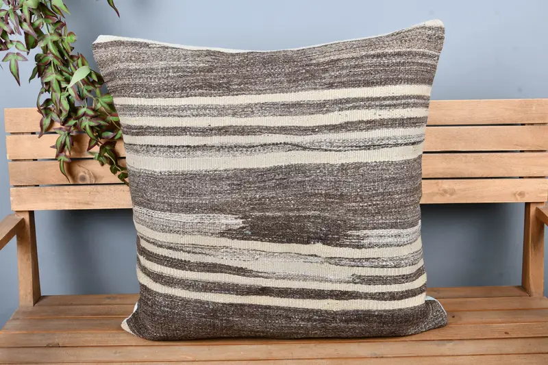 Pillow Cover, 28x28 Beige Pillow, Turkish Pillow, Boho Pillow Sham Cover, Kilim Pillow Cover, Personalized Gift Pillow Pillow Sham - 6