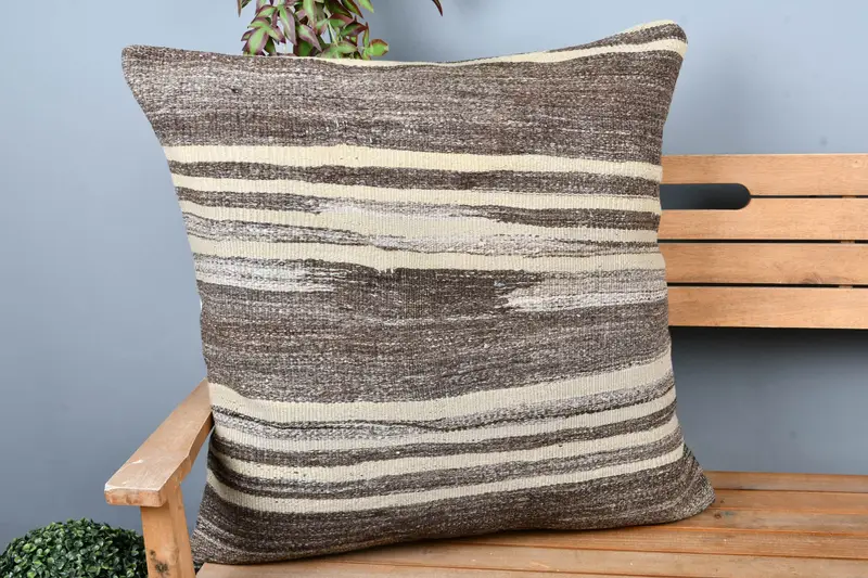Pillow Cover, 28x28 Beige Pillow, Turkish Pillow, Boho Pillow Sham Cover, Kilim Pillow Cover, Personalized Gift Pillow Pillow Sham - 1