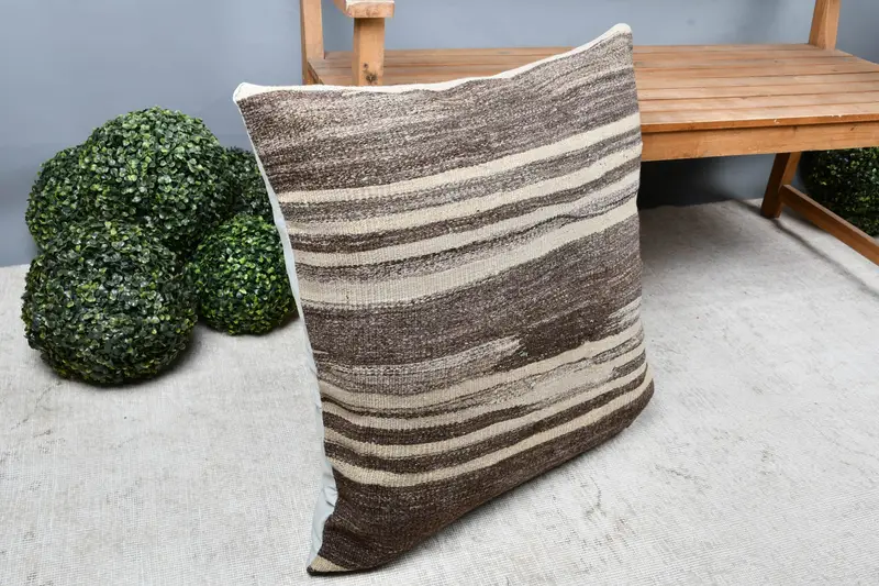 Pillow Cover, 28x28 Beige Pillow, Turkish Pillow, Boho Pillow Sham Cover, Kilim Pillow Cover, Personalized Gift Pillow Pillow Sham - 7