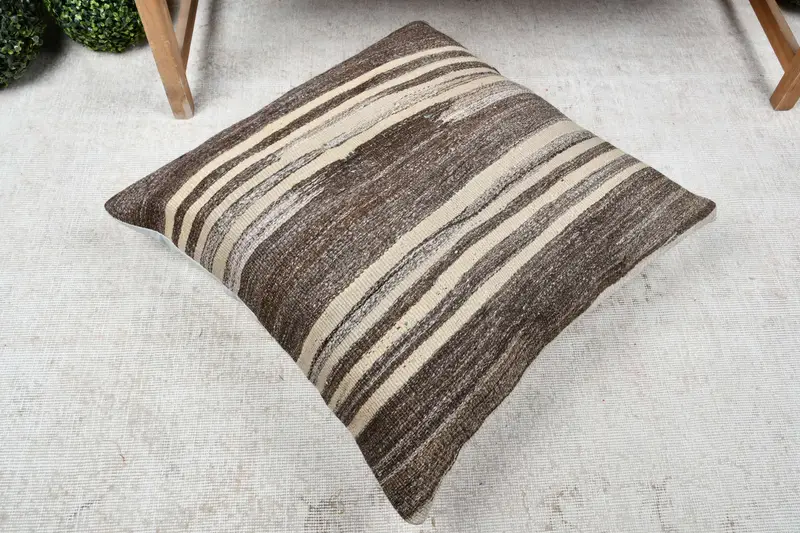 Pillow Cover, 28x28 Beige Pillow, Turkish Pillow, Boho Pillow Sham Cover, Kilim Pillow Cover, Personalized Gift Pillow Pillow Sham - 8