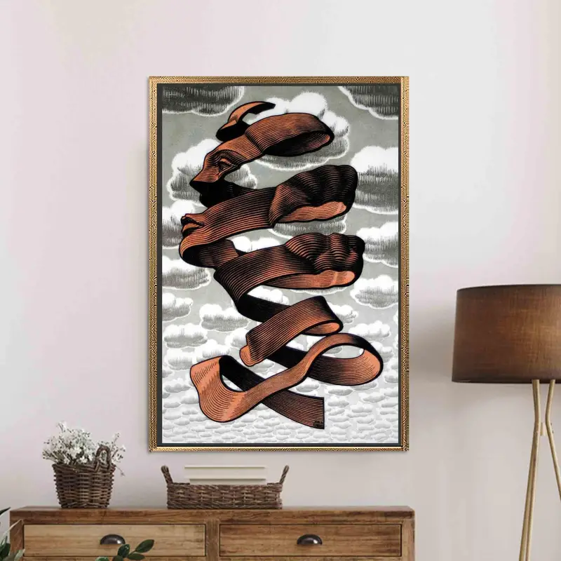 Escher-Inspired Abstract Face Canvas Print - Vibrant Gallery Art