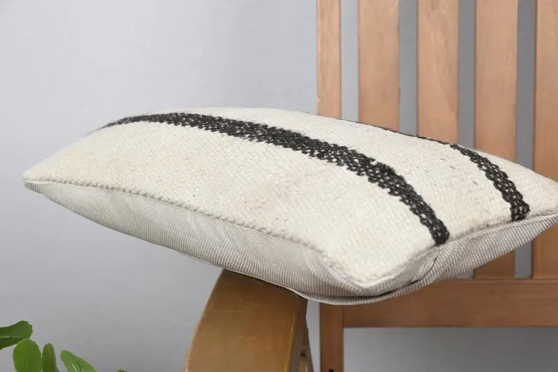 Sofa Bolster Cushion Cover, Pillow Case, Interior Designer Pillow, Home Decor Pillow, Natural Cushion Case, Kilim Pillow, 8x16 Beige Pillow Case - 6