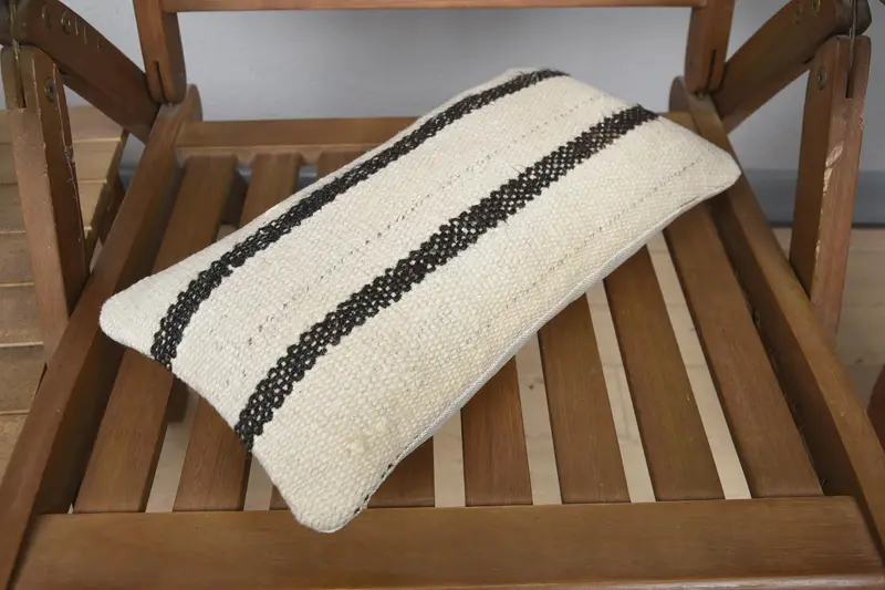 Sofa Bolster Cushion Cover, Pillow Case, Interior Designer Pillow, Home Decor Pillow, Natural Cushion Case, Kilim Pillow, 8x16 Beige Pillow Case - 4