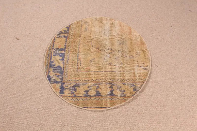 2,5 x 2,6 Fuß großer blauer Teppich mit bronzefarbenen Streifen, modernes Design