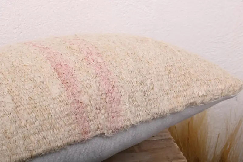 Interior Designer Pillow, Outdoor Pillow, 12x24 Beige Cushion Case, Cushion Cover, Ethnical Kilim Rug Pillow, Handmade Kilim Cushion - 6