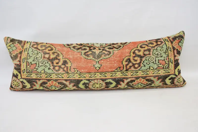 Pillow for Couch, Cushion Case, Turkish Pillow, Turkish Rugs Pillow Sham, Cotton Pillow, 16x48 Orange Pillow, Kilim Pillow Cover - 1