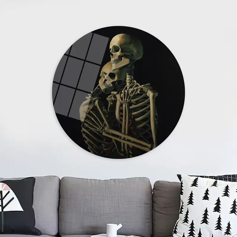 Skull Skeleton Couple Surreal Canvas Print - Artistic Elegance