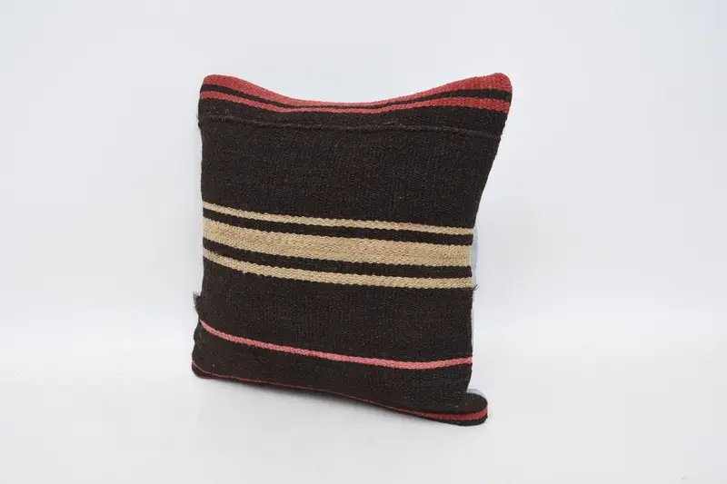 Cushion, Boho Pillow, Pillow for Couch, Farmhouse Pillow Case, Handmade Kilim Cushion, Square Throw Pillow, 12x12 Brown Pillow Case - 4