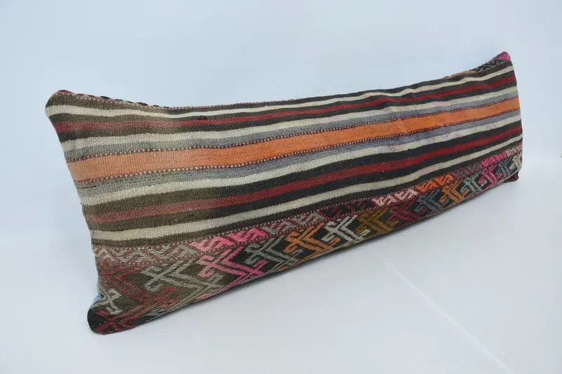 Cushion Case, 16x48 Red Pillow Sham, Ethnical Kilim Rug Pillow, Kilim Cushion Sham, Vintage Kilim Throw Pillow, Luxury Pillow Cover - 3