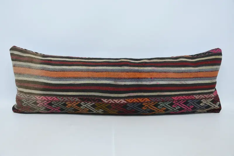Cushion Case, 16x48 Red Pillow Sham, Ethnical Kilim Rug Pillow, Kilim Cushion Sham, Vintage Kilim Throw Pillow, Luxury Pillow Cover - 1