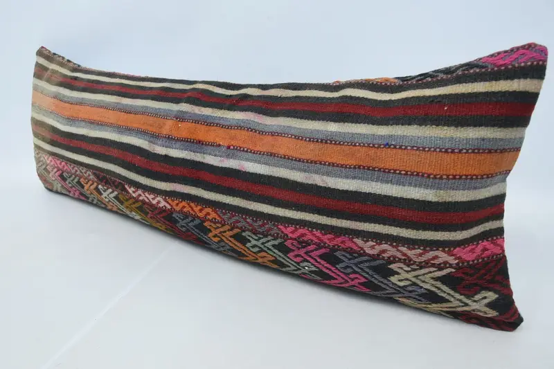 Cushion Case, 16x48 Red Pillow Sham, Ethnical Kilim Rug Pillow, Kilim Cushion Sham, Vintage Kilim Throw Pillow, Luxury Pillow Cover - 4