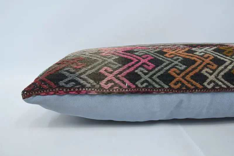 Cushion Case, 16x48 Red Pillow Sham, Ethnical Kilim Rug Pillow, Kilim Cushion Sham, Vintage Kilim Throw Pillow, Luxury Pillow Cover - 5