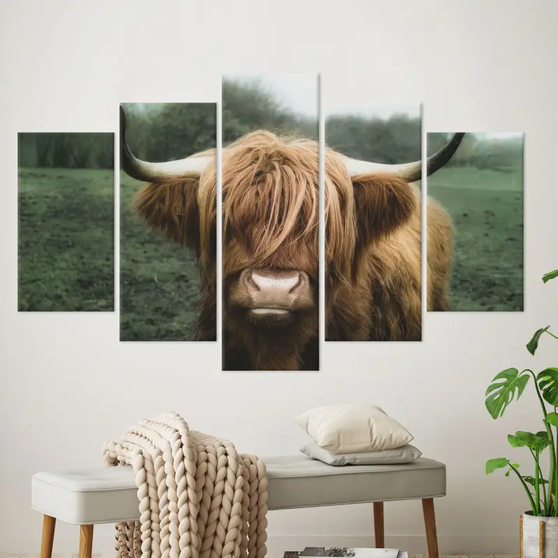 Bull Canvas, Horn Wall Art, Farmhouse Decor, Man Cave Canvas, Cow Wall Art, Cow Lover Gift, Canvas Wall Art, Modern Wall Art, Canvas Decor, - 4