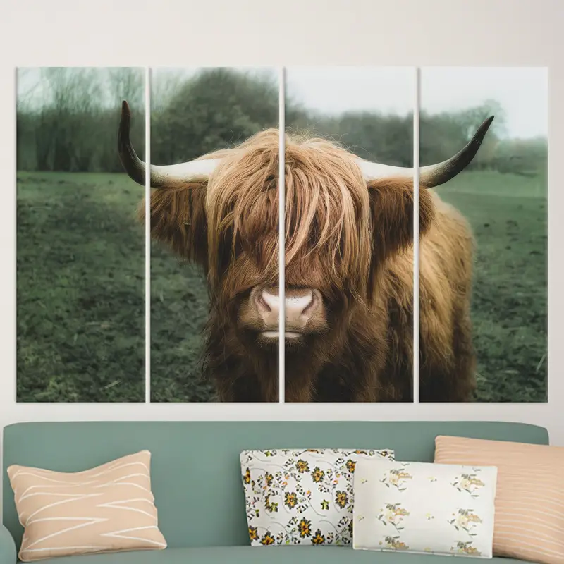 Bull Canvas, Horn Wall Art, Farmhouse Decor, Man Cave Canvas, Cow Wall Art, Cow Lover Gift, Canvas Wall Art, Modern Wall Art, Canvas Decor, - 1