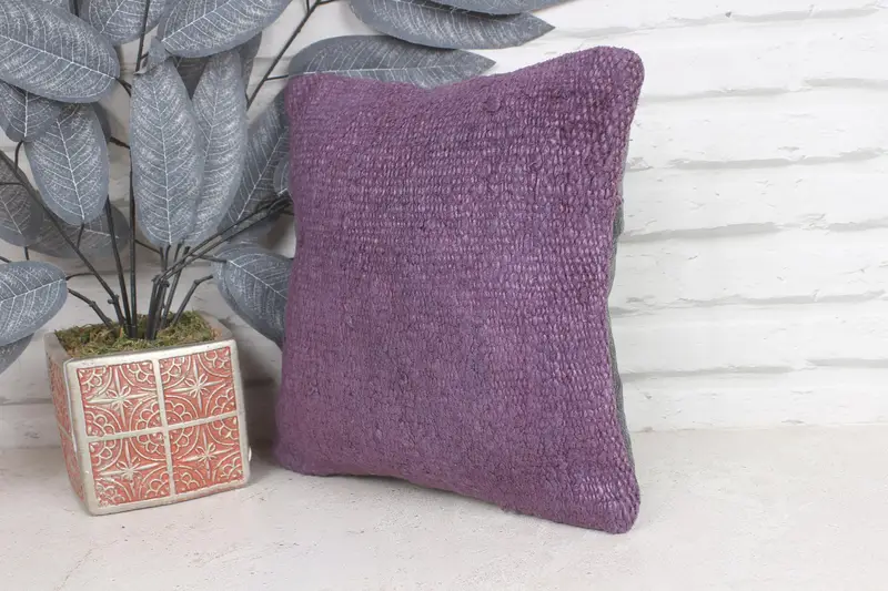 12x12 Purple Cushion Cover, Pillow Cover, Vintage Kilim Pillow, Vintage Kilim Throw Pillow, Accent Pillow, Art Deco Cushion, Throw Kilim Pillow - 4