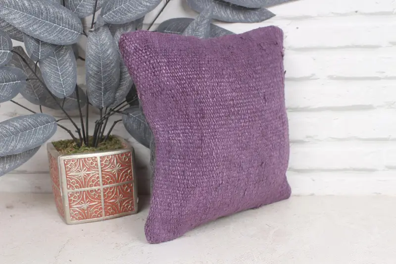 12x12 Purple Cushion Cover, Pillow Cover, Vintage Kilim Pillow, Vintage Kilim Throw Pillow, Accent Pillow, Art Deco Cushion, Throw Kilim Pillow - 3