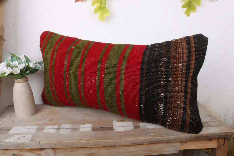 12x24 Red Pillow Cover, Vintage Kilim Pillow, Southwestern Cushion Case, Gift Pillow, Cushion Cover, Designer Throw Cushion, Handmade Kilim Cushion - 4