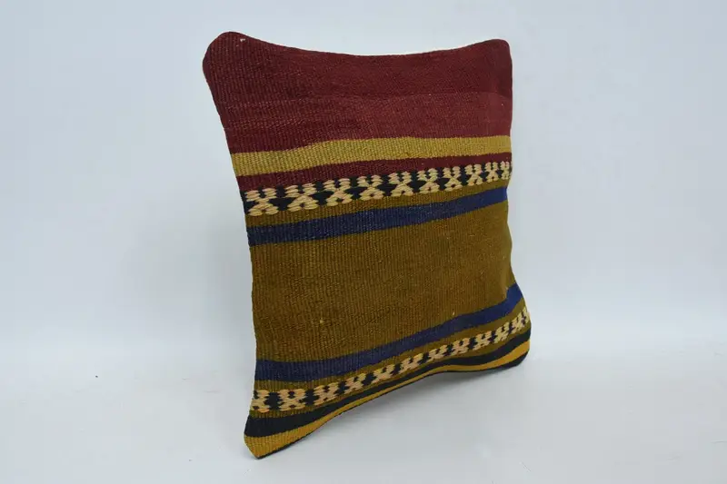 Cotton Pillow Case, Vintage Pillow, Handmade Cushion, Gift Pillow, 12x12 Red Pillow Cover, Boho Pillow Sham Cover, Cushion Cover - 3