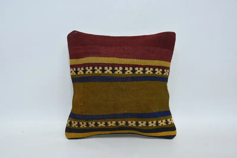 Cotton Pillow Case, Vintage Pillow, Handmade Cushion, Gift Pillow, 12x12 Red Pillow Cover, Boho Pillow Sham Cover, Cushion Cover - 1