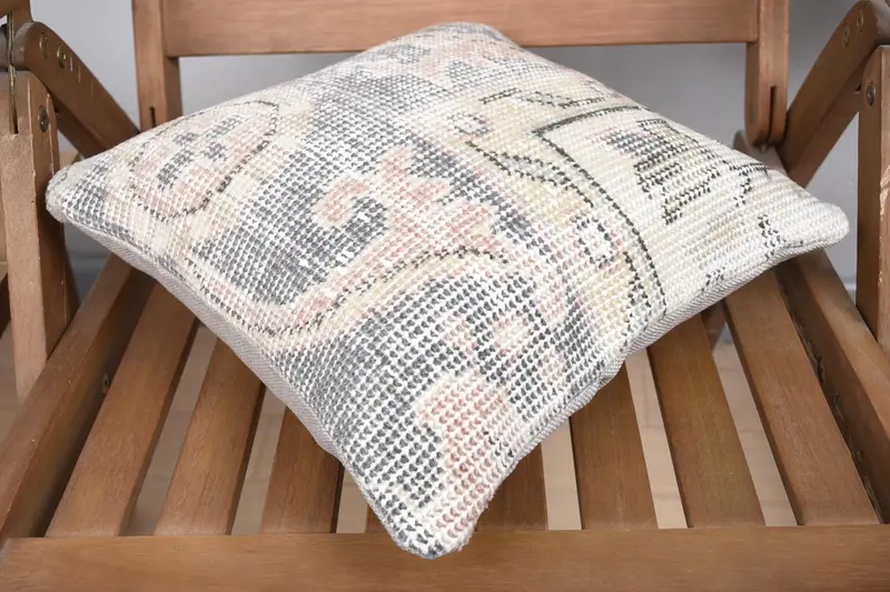 Vintage Pillow, 14x14 Green Pillow Sham, Ethnical Kilim Rug Pillow, Antique Pillows, Traditional Pillow Sham, Cushion, Farmhouse Cushion - 4
