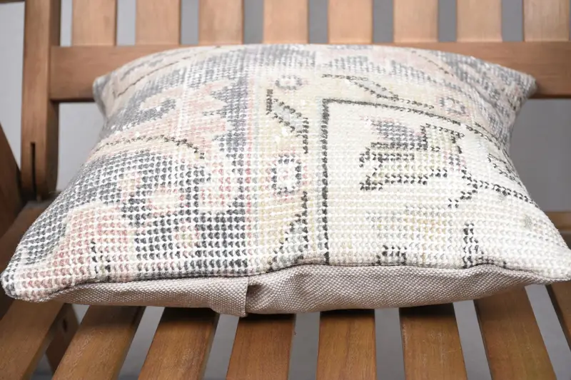 Vintage Pillow, 14x14 Green Pillow Sham, Ethnical Kilim Rug Pillow, Antique Pillows, Traditional Pillow Sham, Cushion, Farmhouse Cushion - 5